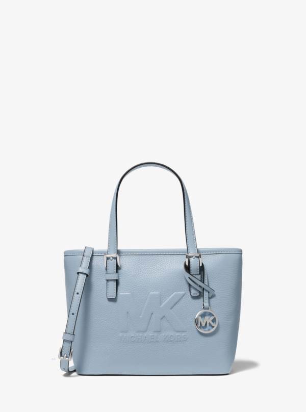 Damske Prenosná Taška Michael Kors Jet Set Travel Extra-Small Logo Embossed Pebbled Leather Modre - Kabelky Michael Kors Levně | MBLGV-9472